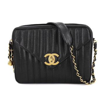 Chanel mademoiselle chain shoulder bag caviar skin leather black A03647 vintage Mademoiselle Bag