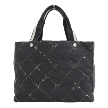 CHANEL Nylon Old Line Tote Bag Black Ladies