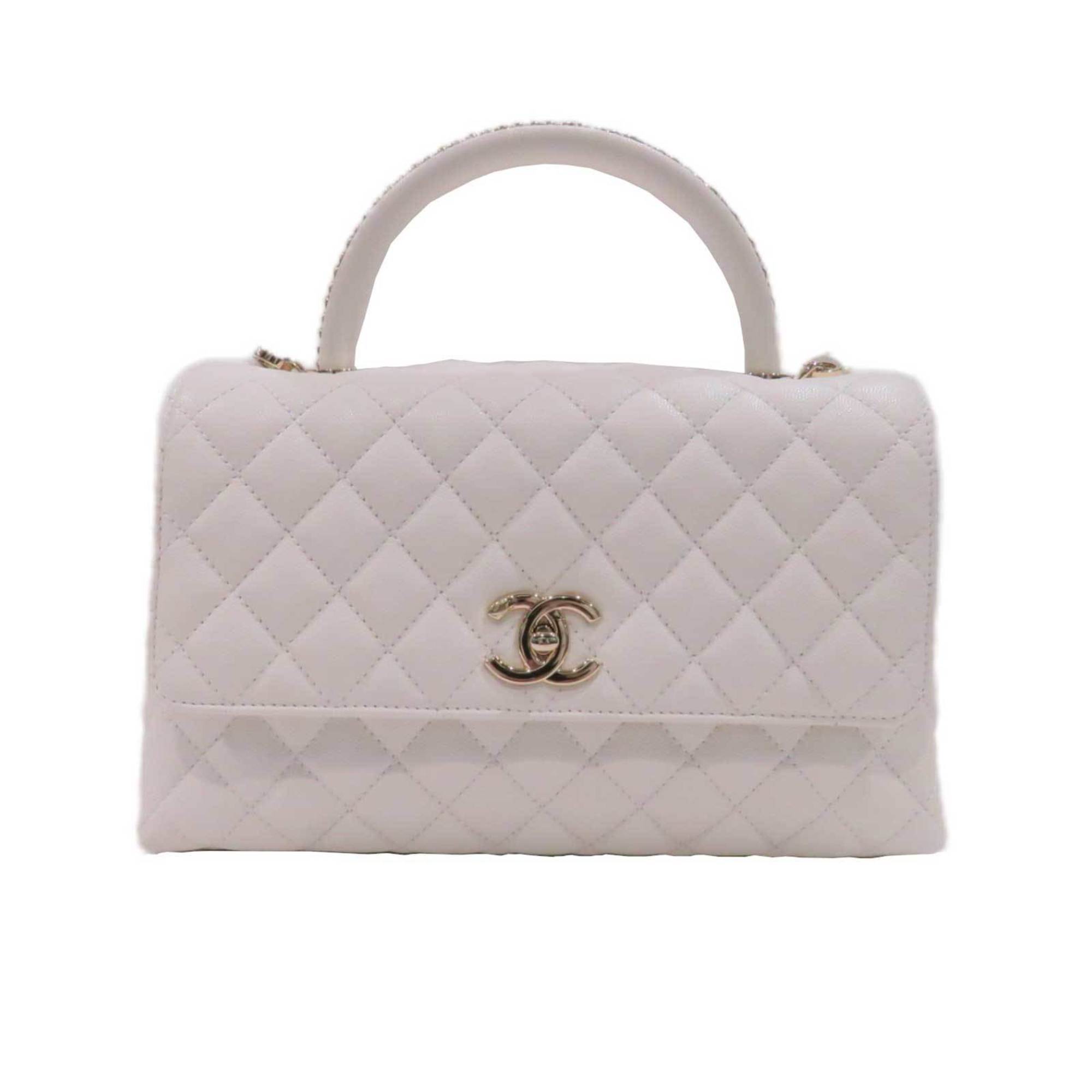 CHANEL Flap Bag 29 Shoulder A92991 White Capiaskin Women's