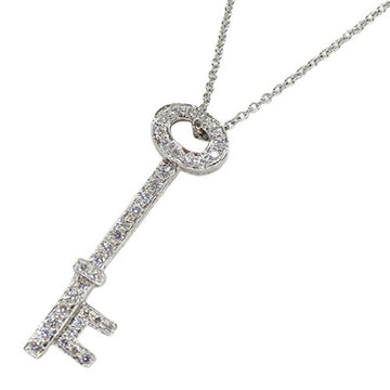 TIFFANY&Co. Necklace Ladies PT950 Diamond Oval Key Platinum Polished