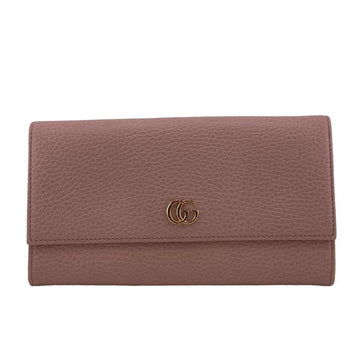 GUCCI Leather Petit Marmont Long Wallet Pink Women's