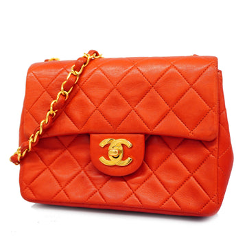 CHANELAuth  Matelasse Chain Shoulder Women's Leather Shoulder Bag Red Color