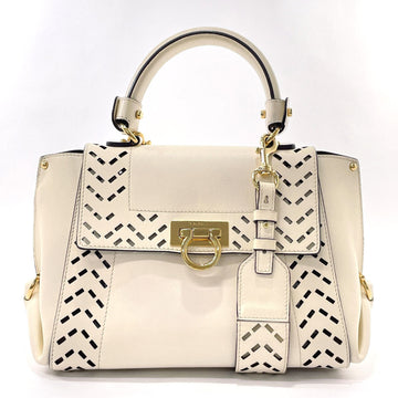 SALVATORE FERRAGAMO Gancini Sofia Handbag Leather FZ-21 Women's Ivory