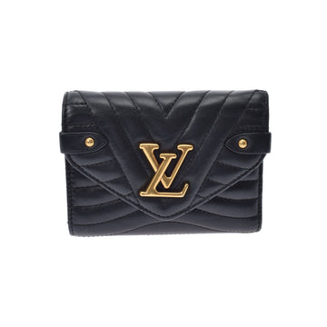 Louis Vuitton New Wave Black M63427 Men's Leather Bifold Wallet