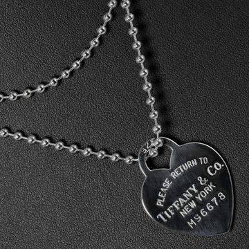 TIFFANY Return Toe Heart Tag Necklace 86cm Ball Chain Silver 925 &Co.