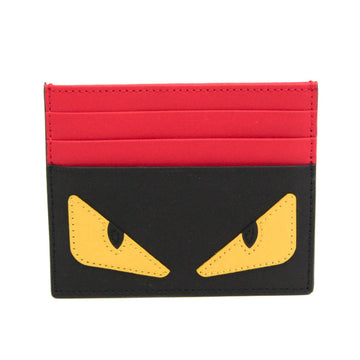 FENDI BUSINNES CARD HOLDER Bag Bugs 7M0164 Leather Card Case Black,Red Color,Yellow