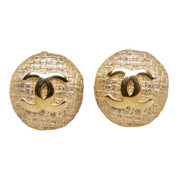 CHANEL Cocomark Mesh Earrings Gold Women's