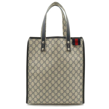 GUCCI GG Supreme Plus Sherry Line Tote Bag Shoulder PVC Leather Beige Navy 211135