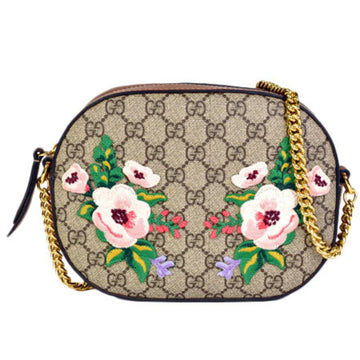 GUCCI chain shoulder bag GG Supreme canvas leather embroidery 409535