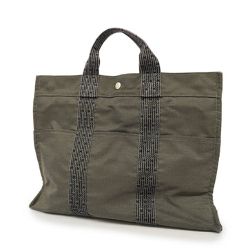 HERMESAuth  Her Line Ale Line MM Unisex Canvas Tote Bag Gray