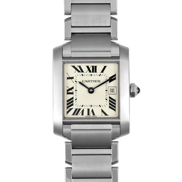 CARTIER Tank Française MM SS Boys Watch Quartz Ivory Dial W51011Q3