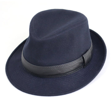 HERMES hat felt navy unisex