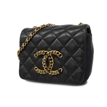 Chanel Matelasse Single Chain Women's Leather Shoulder Bag Black