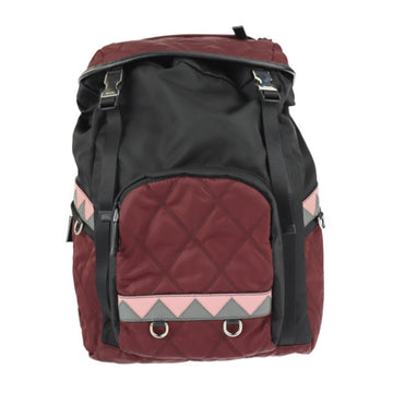 Prada rucksack daypack 1BZ039 nylon saffiano leather GRANATO garnet NERO black backpack quilting