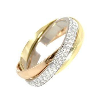 CARTIER Trinity #50 Ring SM Pave Diamond YG WG PG Three Gold 750 Rings