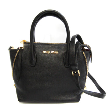 MIU MIU Madras 5BA003 Women's Leather Handbag,Shoulder Bag Black