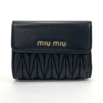 MIU MIU Miu Materasse Used Bifold Wallet Leather MIUMIU 5ML225 Women's Black