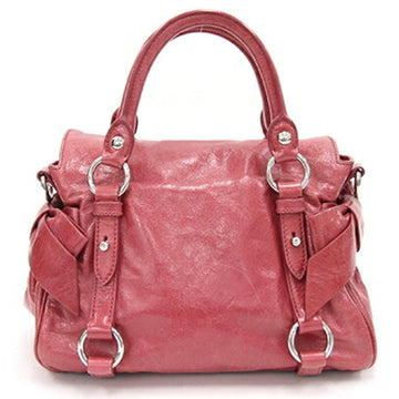 MIU MIU Miu Handbag RT0438 Pink Leather Side Ribbon Ladies miumiu