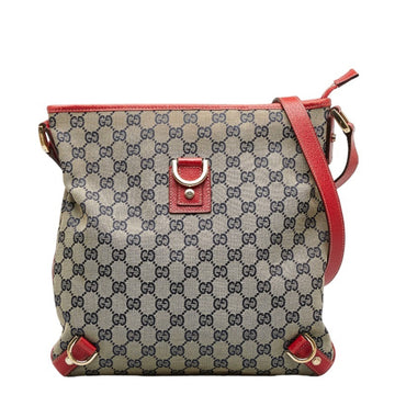 GUCCI GG Canvas Abbey Shoulder Bag 131326 Beige Navy Red Leather Women's