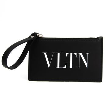 VALENTINO GARAVANI Coin Card Case VLTN Logo UY2P0540 Unisex Leather Card Wallet Black,White
