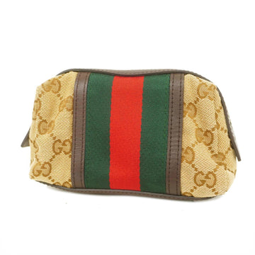 GUCCI Pouch GG Canvas Sherry Line 256639 Brown Beige Silver Hardware