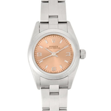 Rolex Oyster Perpetual 76080 SS Y serial ladies self-winding watch pink dial
