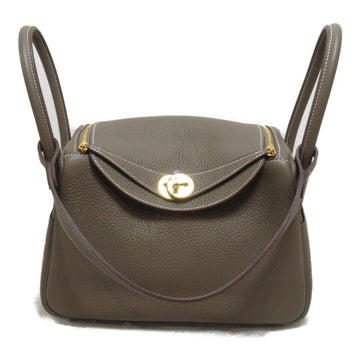 HERMES Lindy 26 2way Shoulder Bag Brown Etoupe Grey Taurillon Clemence leather