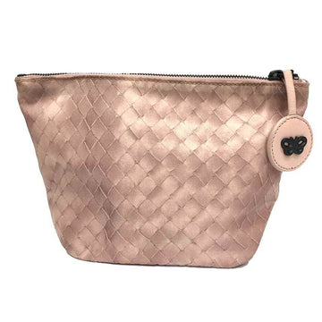 BOTTEGA VENETA Intrecciolusion Nylon Pouch Pink Beige