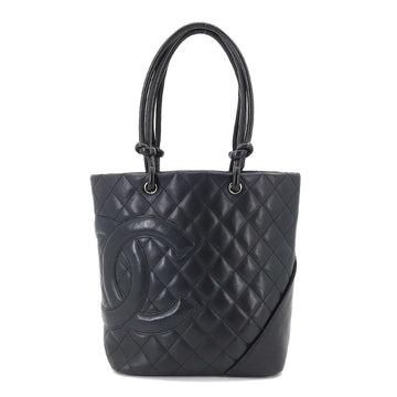 CHANEL cambon line medium tote bag leather black A25167 silver metal fittings Cambon Line Bag