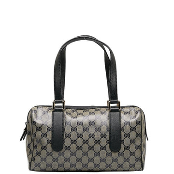 GUCCI GG Crystal Handbag Boston Bag 257289 Navy PVC Leather Women's