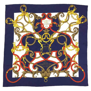 HERMES Scarf Muffler Carre 90 L'INSTRVCTION DV ROY Imperial Studies 100% Silk Navy/White/Red