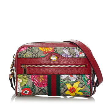 Gucci GG Flora Ophidia Shoulder Bag 517350 Red Beige PVC Leather Ladies GUCCI