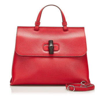 Gucci Bamboo Daily Handbag Shoulder Bag 392013 Red Leather Ladies GUCCI