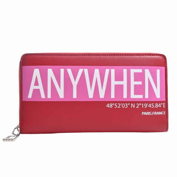 VALENTINO leather coordination ANYWHEN print round long wallet red pink