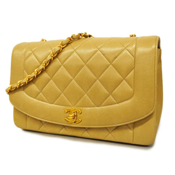 CHANEL Shoulder Bag Matelasse Diana Chain Lambskin Beige Gold Hardware Women's