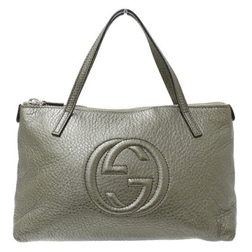 GUCCI bag ladies soho handbag leather silver 340618 gray