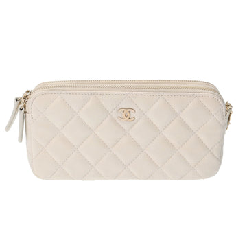 CHANEL Matelasse Chain White A82527 Women's Caviar Skin Shoulder Bag