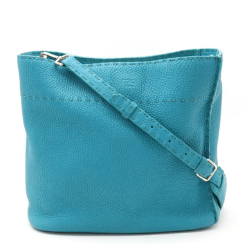 FENDI Selleria Anna Small Shoulder Bag Leather Turquoise Blue Handle Missing 8BT218