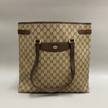 GUCCI Old Vintage GG Logo Metal Fittings Sherry Line Tote Bag Business A4 Storage Brown 29210