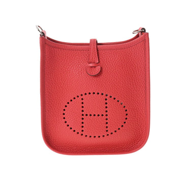 HERMES Evelyn TPM Rouge A Engraved [around 2017] Women's Taurillon Clemence Shoulder Bag