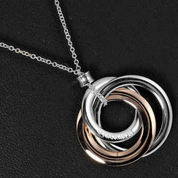 TIFFANY&Co. 1837 Interlocking 3-strand Circle Necklace Silver 925 Rubedo Metal