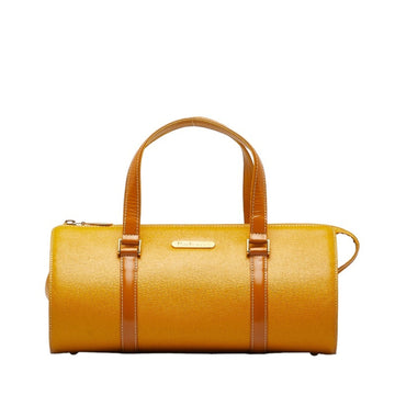 BURBERRY Nova Check Shadow Horse Handbag Boston Bag Yellow Leather Women's