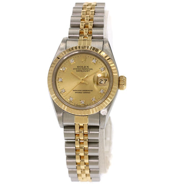 ROLEX 69173G Datejust 10P Diamond Watch Stainless Steel/SSxK18YG Women's