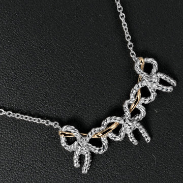 TIFFANY Necklace Triple Ribbon Silver 925 K18 Gold &Co.