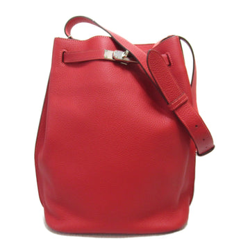 HERMES SO Kelly 22 Outside Sewing Shoulder Bag Red Taurillon Clemence leather