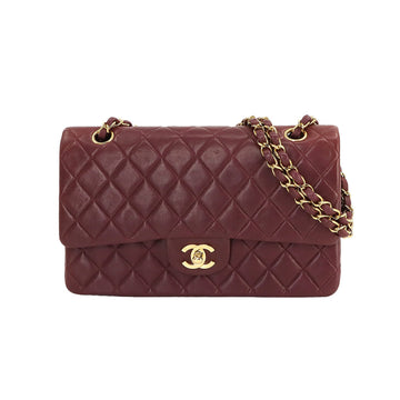 CHANEL Matelasse 25 Chain Shoulder Bag Leather Bordeaux A01112 Gold Hardware