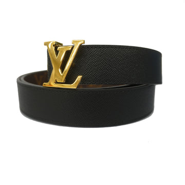 LOUIS VUITTONAuth  Monogram Reversible Sunture LV Initials M9453 Men' Belt Noir