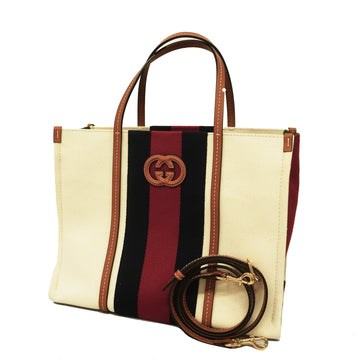 GUCCIAuth  2way Bag Interlocking G 727721 Women's Canvas Tote Bag Ivory