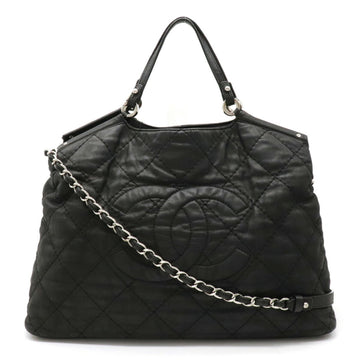 Chanel matelasse here mark tote bag sparkle leather black A67045