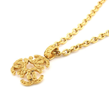 CHANEL Vintage Triple Coco Necklace Gold Women's